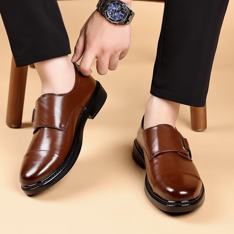 Fashion Casual Business Men's Leather Shoes Fashionable British style Daily office  Outdoor street walking Groom's wedding Brown shoes