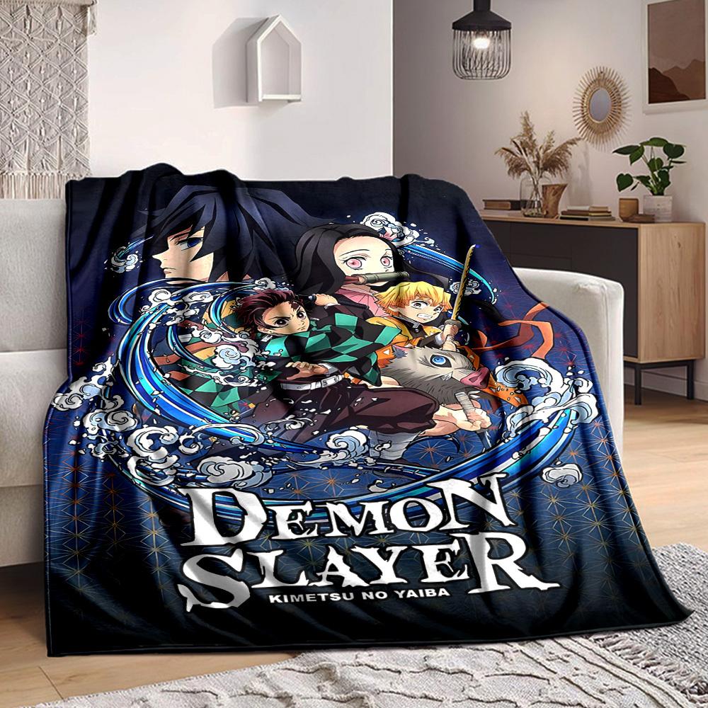 1pc Demon Slayer Soft & Warm Flannel Blanket, Multi-Purpose Throw Blanket for Couch, Sofa, Office, Bed, Camping, Travel
