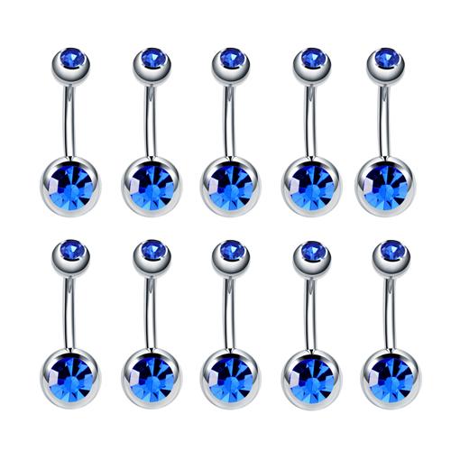 10Pcs Stainless Steel Belly Button Piercings Navel Earrings Gemed Goth Belly Rings Piercing Ombligo Punk Body Jewelry Women Men