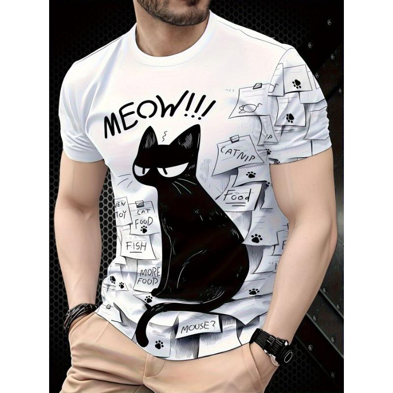 Funny Cartoon Cat T-Shirts Animal 3D Print Men Women Short Sleeve T Shirt Oversized Street Harajuku Y2K