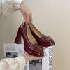 Piaohong French platform thick heel single shoes women's 2025 retro round head small man shallow mouth Mary Jane shoes super high heel