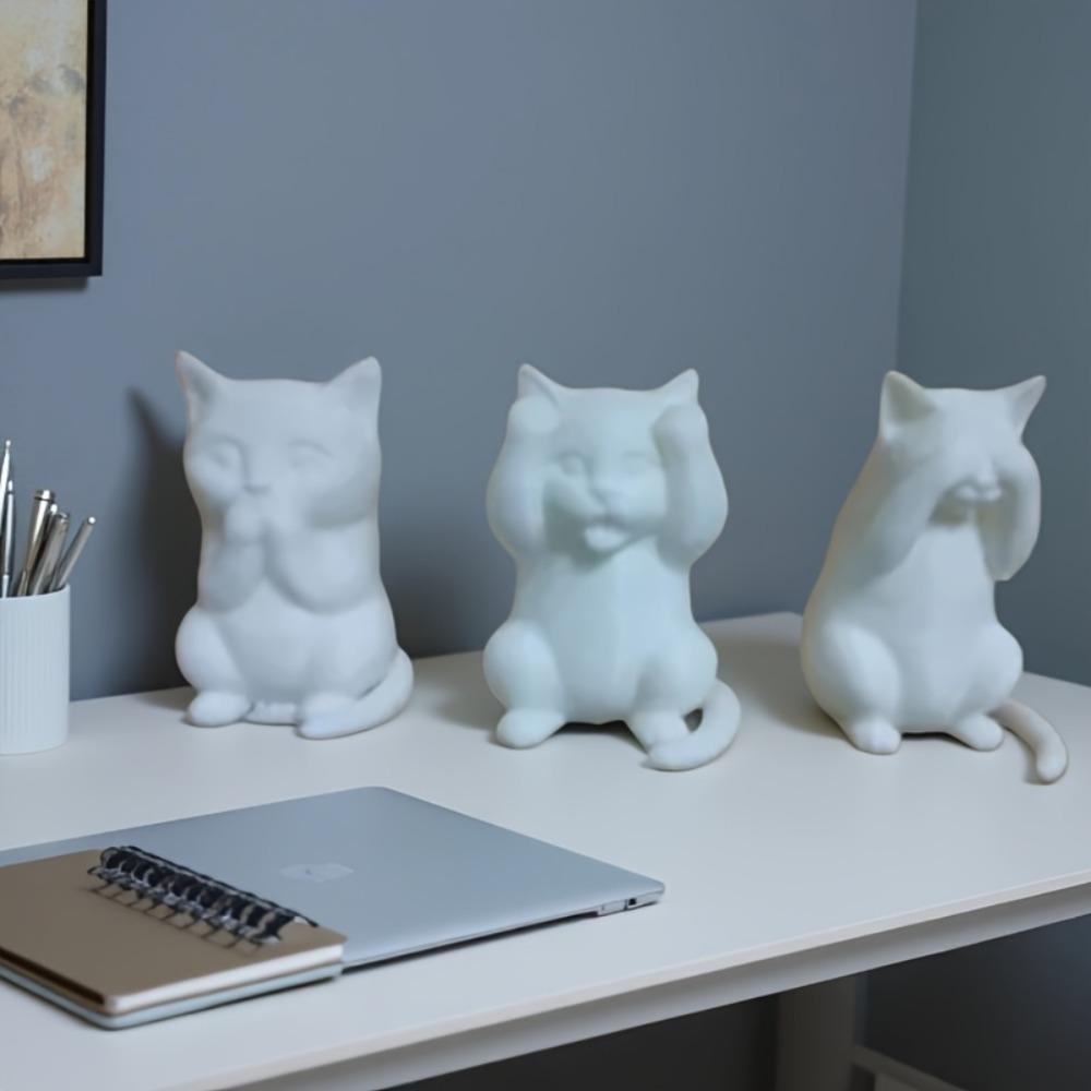 Super Cute Creative Simulation Three No Cats, No Evil Visible, If Not Obedient, Don't Speak ", Very Suitable for Home Decoration