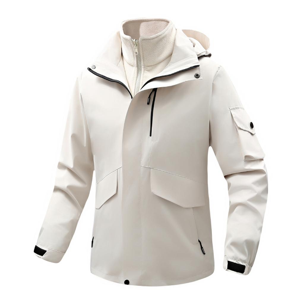 Outdoor Fashionable Casual Sports Jacket with Color Matching and Detachable Hat, Waterproof