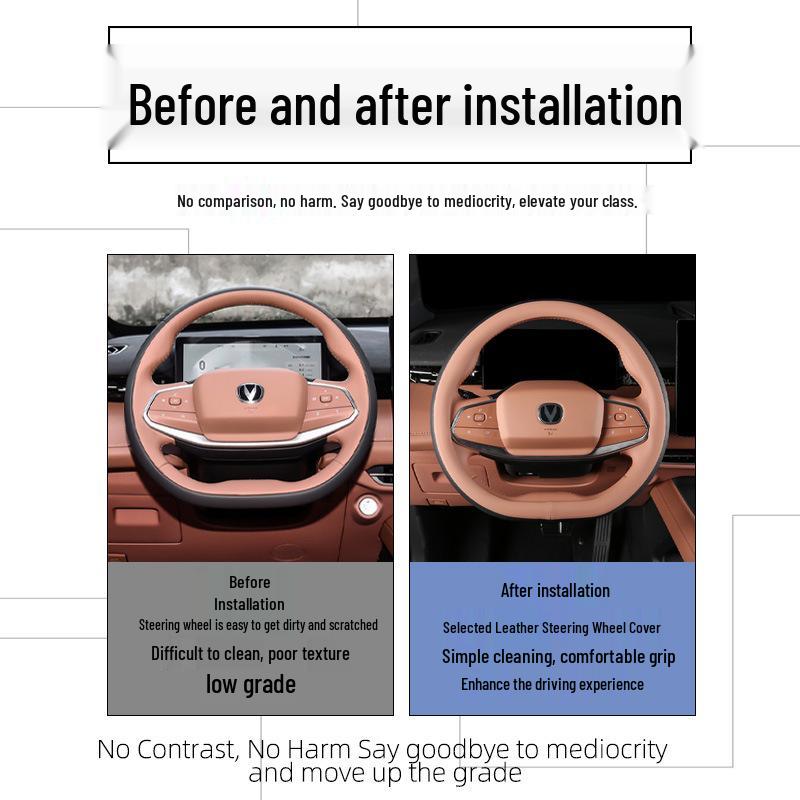 2024 Changan UNI-Z Hand-Stitched Steering Wheel Cover - Customized Interior Decoration.
