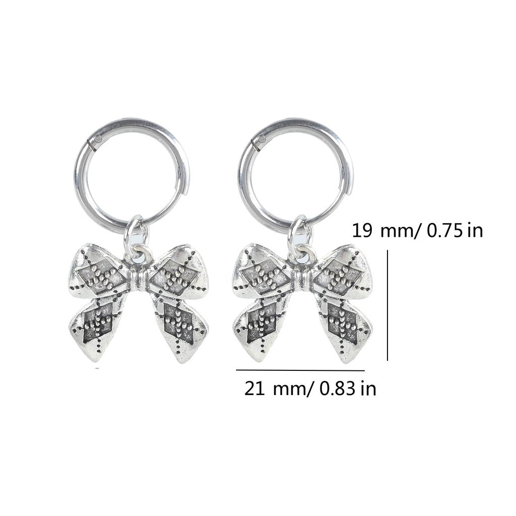 Fashion Dangle Earrings Small Hoop Earrings Sweet Cool Metal Bowknot Pendant Earrings Statement Jewelry for Women Girl