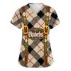 Women's V Neck Short Sleeve Work Shirt with Pockets Oktoberfest Print Lightweight Comfortable Fit Casual Top for Healthcare and Service Staff