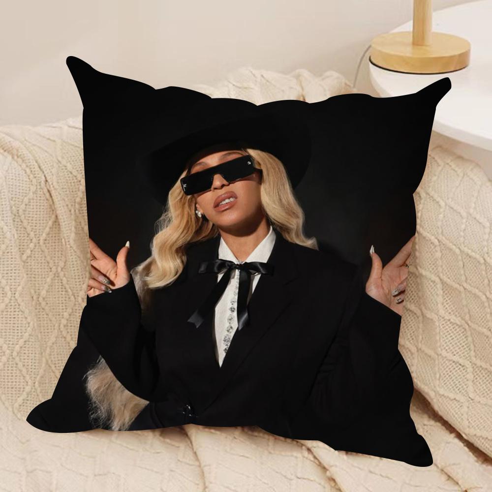 Singer B-Beyonce Cowboy Cushion Cover Soft Plush Double-Sided Printed Sofa Pillow Cushion Cover | Cozy All-Season Decor Gift