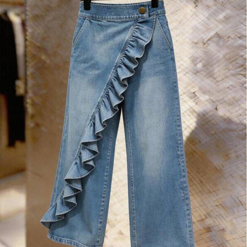Pantaloni di Jeans Vintage con Tessuto Elasticizzato per un Look Casual da Ufficio