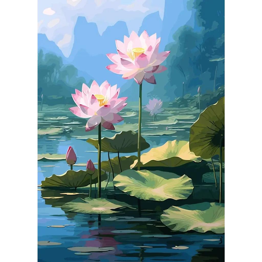 Traditonal Chinese Style Lotus Flower Lotus Leaf Posters Canvas Painting and Prints Wall Art Picture for Living Room Home Decor