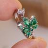 Green Crystal Maple Leaf Opening Rings For Women Vintage Gold CopperColor Engagement Ring Wedding Jewelry Valentine's Day Gift
