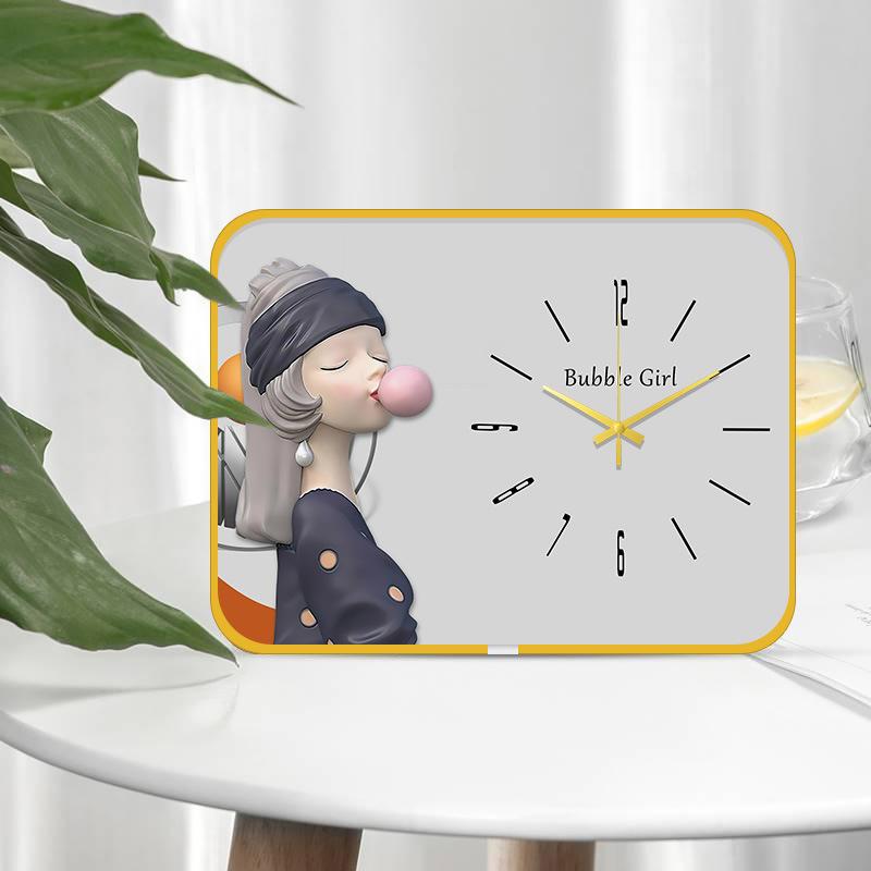 

Desktop Watch Ornaments Home Bubble Bow Bouquet Girl Light Luxury Fresh TV Cabinet Decorative Clock Watch .