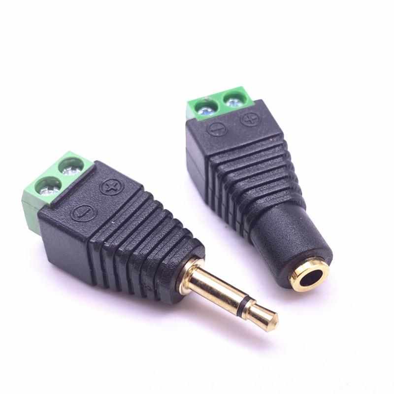 3.5mm Mono Power Copper Terminal: Small, Dual-Core, Female Green Plug for Headphones
