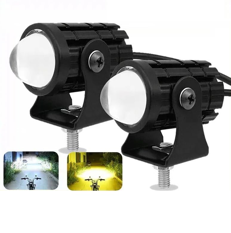 

Мотоциклетная противотуманная фара, светодиодная с переключением 2 цветов, белая, желтая, дополнительный свет, наружный свет для автомобиля, чёрный