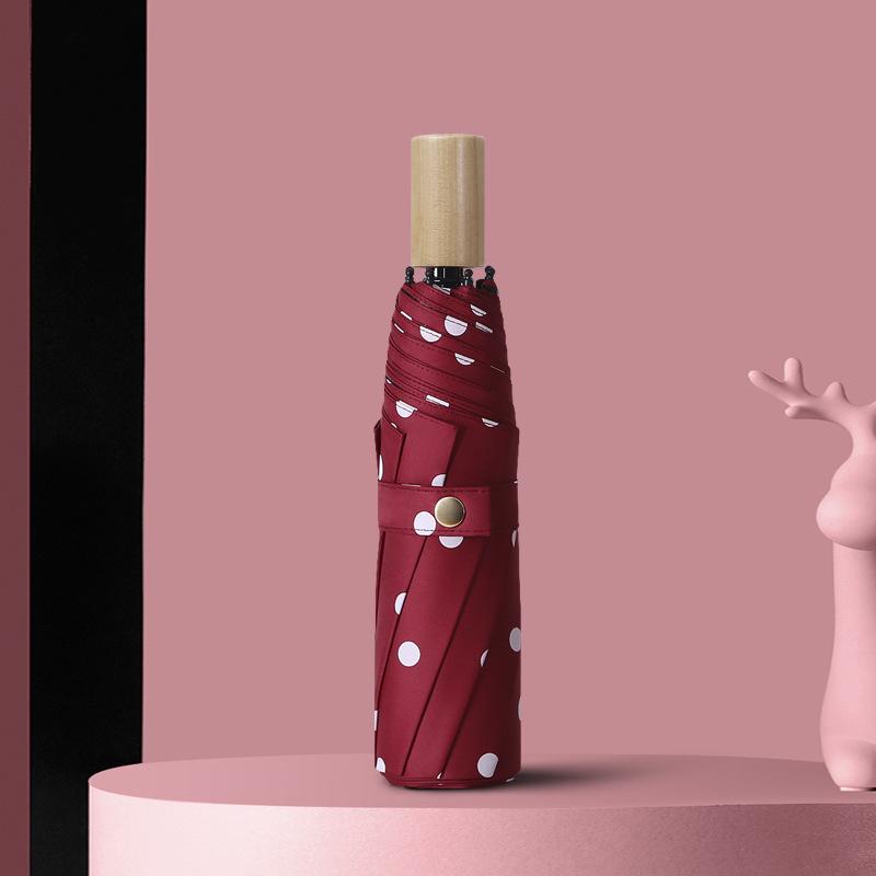 Three-fold 8-bone hand open simple plain windproof solid wood handle men's and women's business umbrella plus printed umbrella