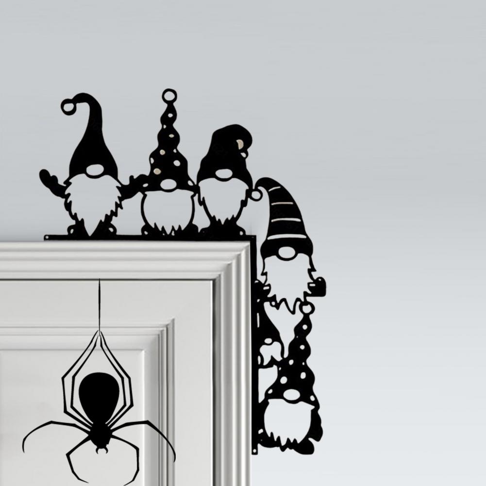 Halloweenská rohová cedule na dveře Kovová čarodějnice Kočka Netopýr Duch Pavučina Ozdoba na dveře Vnitřní dekorace na dveře Okenní rám