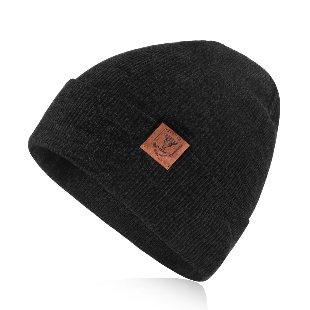 

OZERO Зимняя вязаная шапка бини для мужчин и женщин Размеры Идеально подходит для и Черный [Доступен большой размер, Легкий, Эластичный] Бег, Катание на лыжах, Сноубординг, чёрный