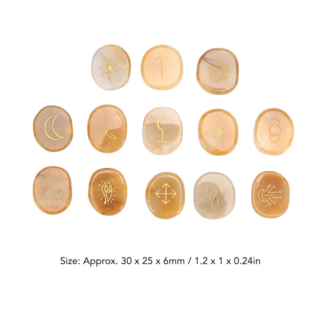 13PCS     Stones with Cloth Bag Engraving   Stone for Divination   Meditation