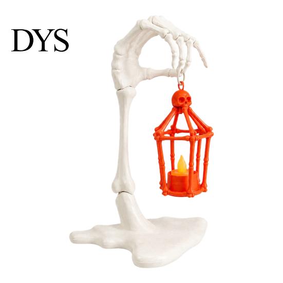 Unique Holiday Gift for Horror Fans Skeleton Arm Lantern, 3D Printed Halloween Hand Holding Light Up Lantern Spooky Bone Candle with LED Indoor