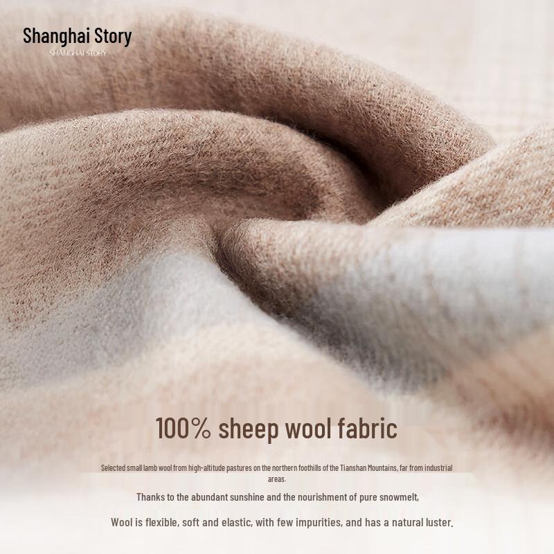 Shanghai Story Women's 100% Wool Plaid Scarf