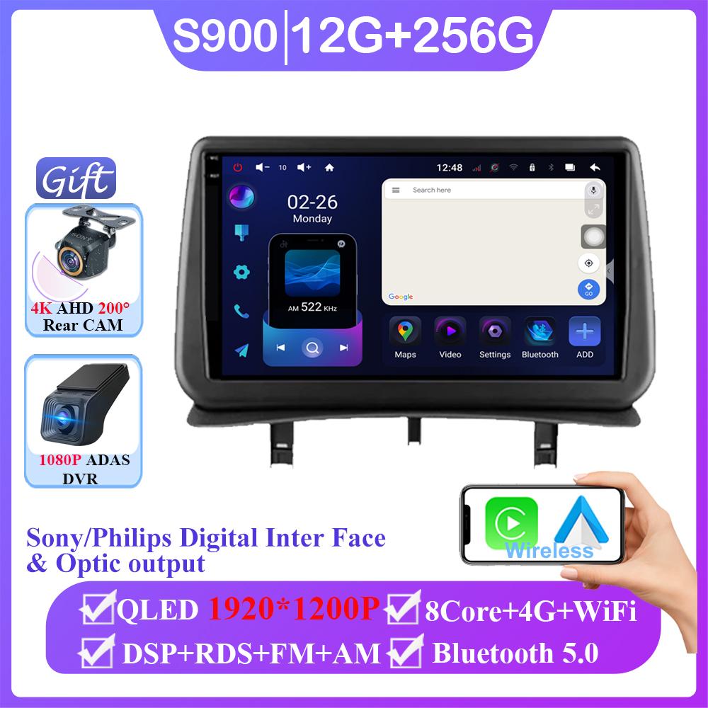 Für Renault Clio 3 2005 - 2014 2K QLED Android 14 Autoradio Multimedia Video Player GPS CarPlay 4G Navigation Stereo DSP KEIN 2Din