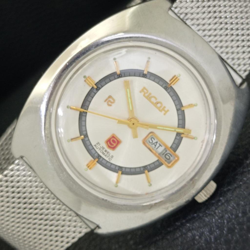 

RICOH R31 AUTOMATIC VINTAGE JAPAN MENS SILVER COLOR DIAL WATCH a701955-5 R207-a701955