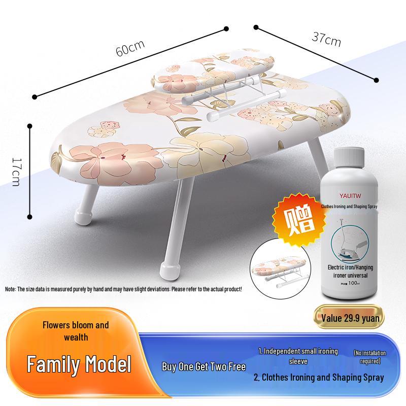 Folding Mini Ironing Board with Ironing Pad and Clothes Rack