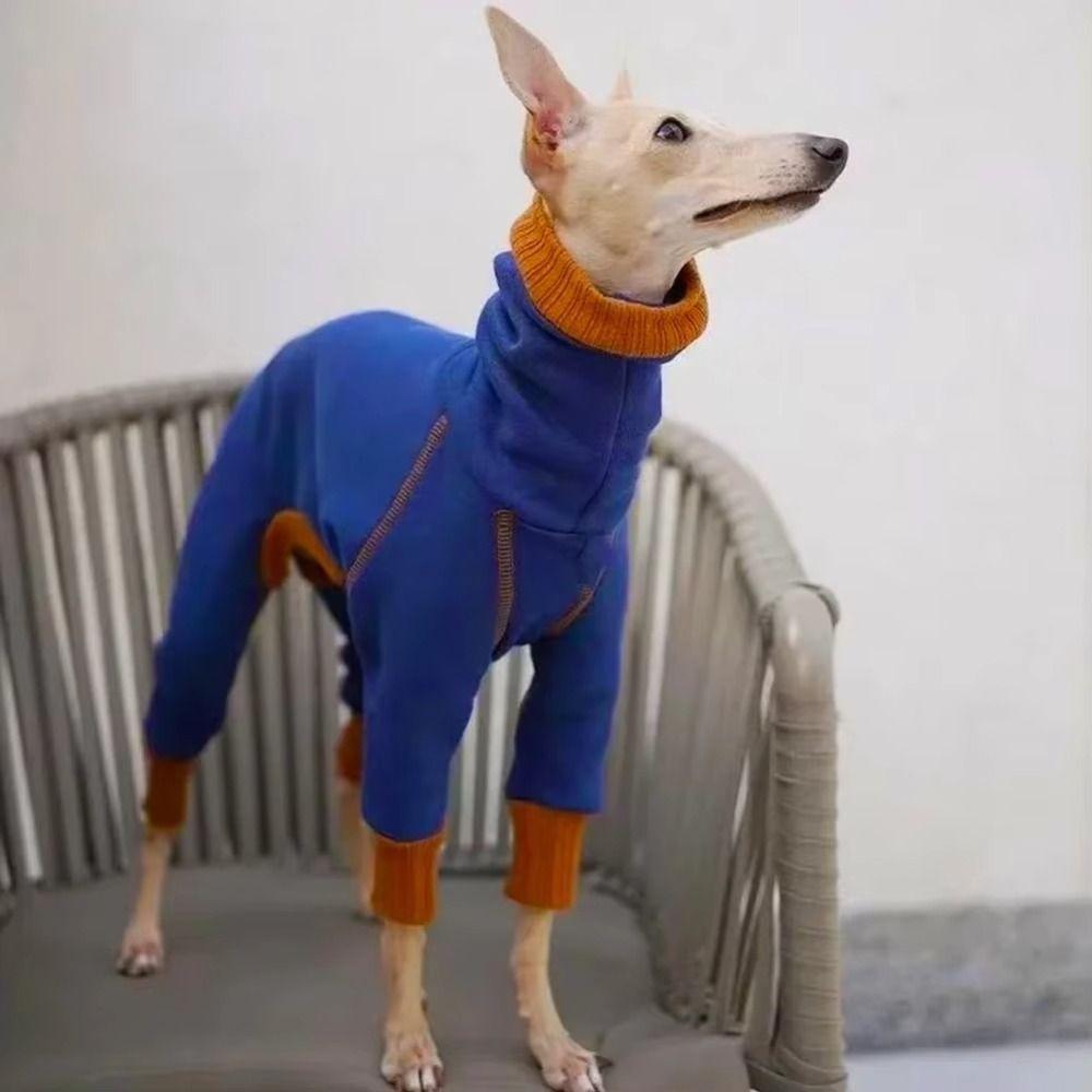 High Neck Dog Jumpsuit Stretchy Pet Turtleneck Dog Four Legged Clothes  for Puppy Dogs XL синий