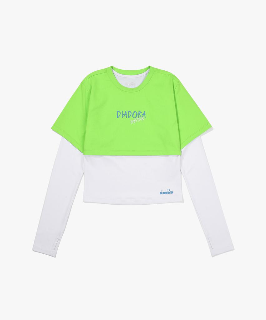 diadora Rock 'N' Run Crop Layered Long Sleeve Lime