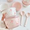 Set de 2 boluri ceramice cu 2 linguri Bol Drăguț Cadou Boluri ceramice Cadouri de ziua de naștere Desert Utilizare zilnică