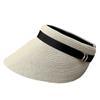 Summer Japanese Fine Straw Woven Empty Top Hat Women'S Sunscreen Visor Versatile Beach Wide Edge Casual Straw Hat
