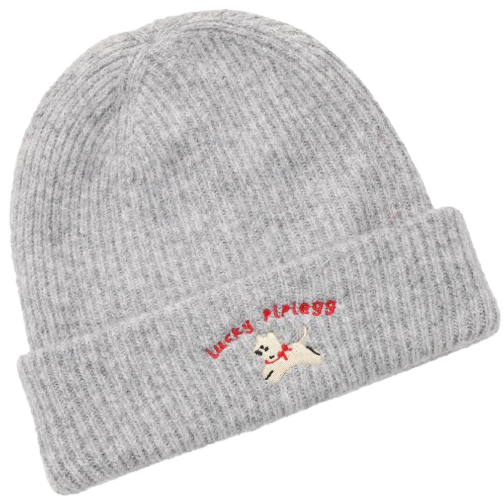 

Новый стиль Женские милые шапки-бини Шапка-носок Зимняя шапка для женщин Вышивка щенок Модные вязаные шапки 56cm-60cm светло-серый