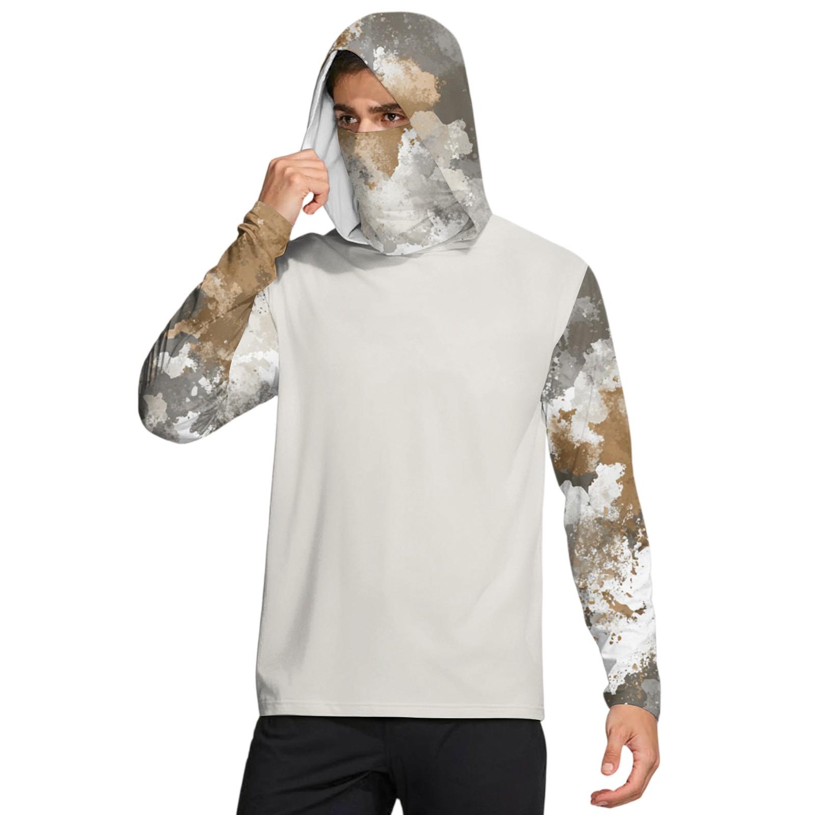 

Мужская рубашка с маской Легкая с длинным рукавом Капюшон Для пеших прогулок Рыбалки Для выступлений XL