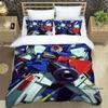 3D Printed Cartoon Gundam 3-Piece Bedding Set: Duvet cover set suitable for adult boys and girls bedroom décor, children's gift,