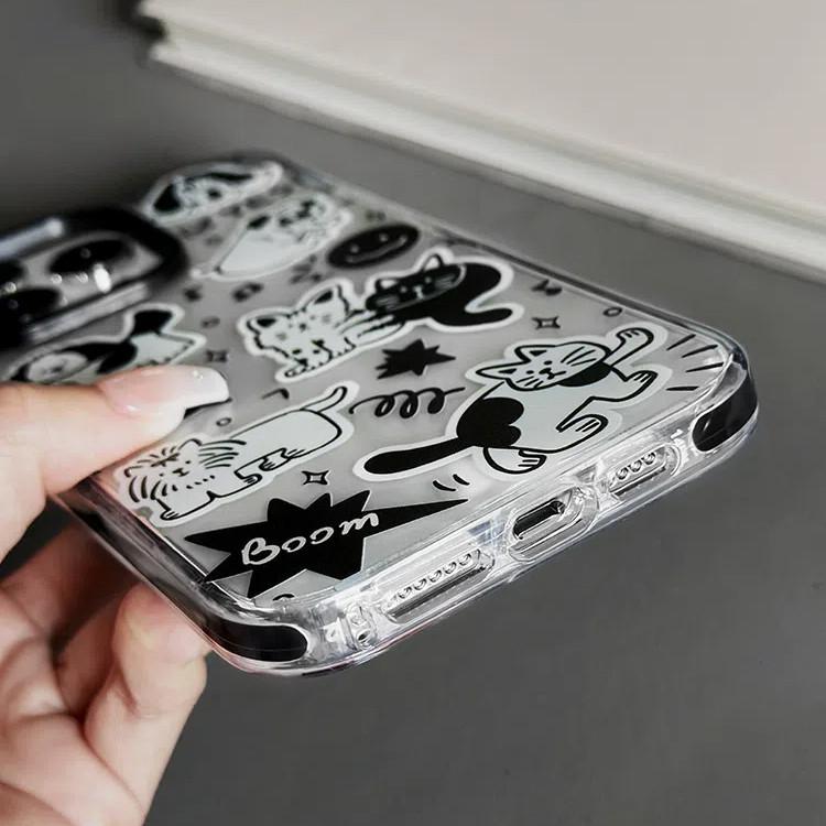 Anti-theft Lanyard Simple Line Phone Case Compatible and Suitable for iPhone15 14 13 12 11promax xsmax xr 7 8plus Cute Cat Group