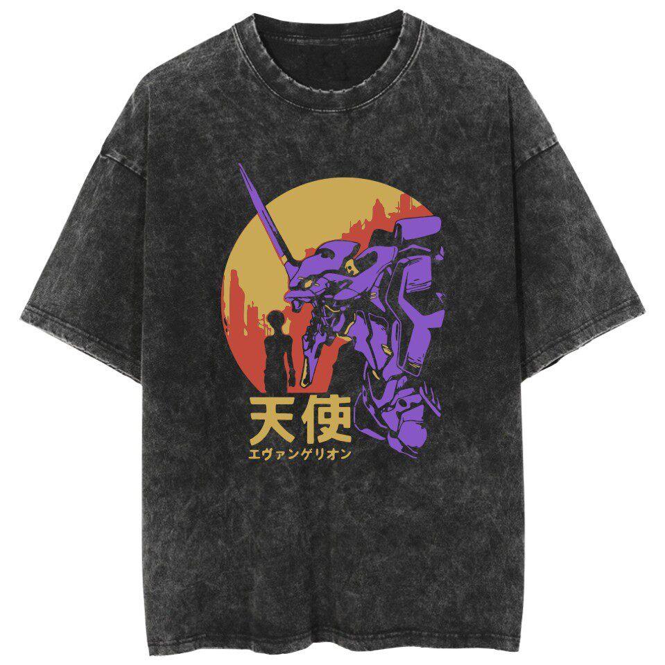 

Neon Genesis Evangelion Rei Ayanami Printed Tshirt Mens and Womens Washed Tshirt High Quality Vintage Cotton Tshirt XL