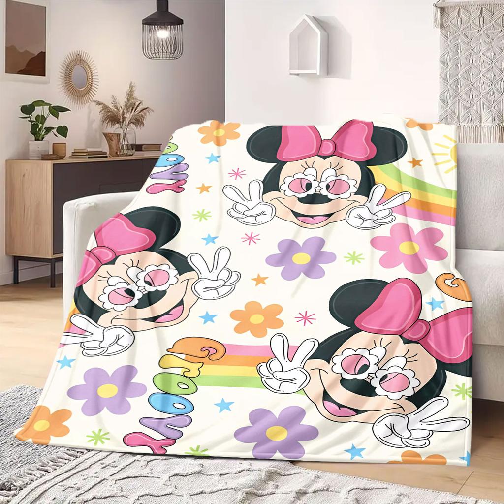 Mickey Flannel Blanket Cartoon Print Home Decor for Sofas Beds Bedrooms Chairs Travel Picnics Various Sizes Gift New