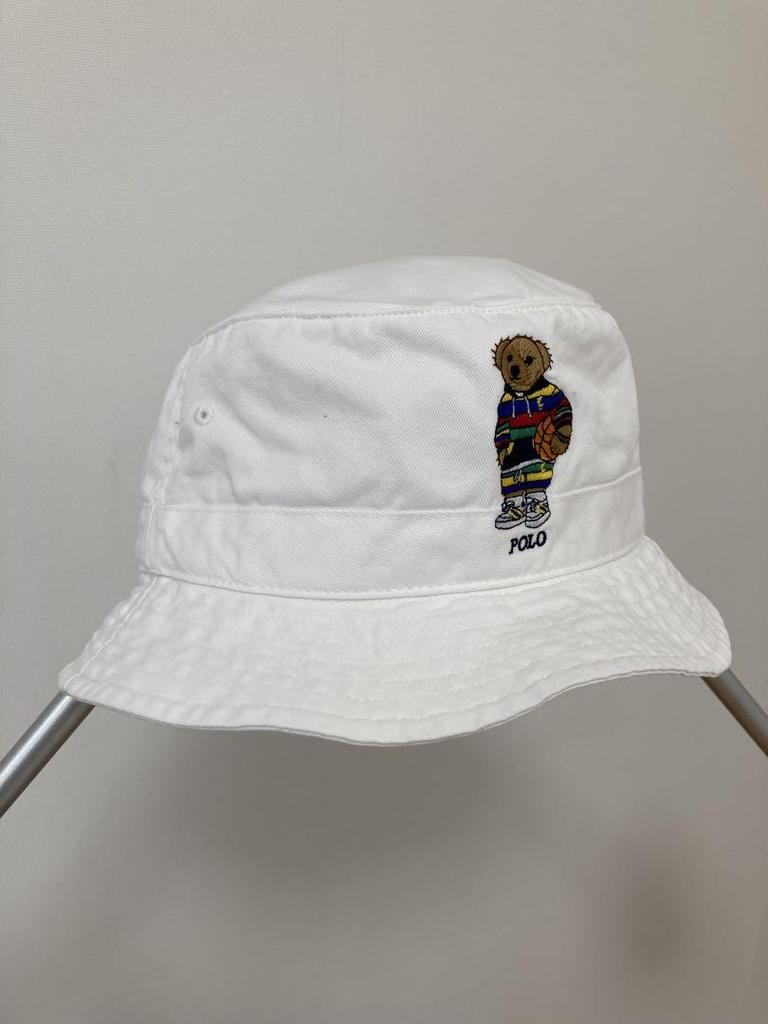 [USED] POLO Bear Embroidered Bucket Hat White XL