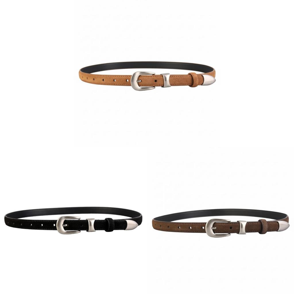 Minimalist Leather Belt For Women With Alloy Buckle For Casual And Office Wear