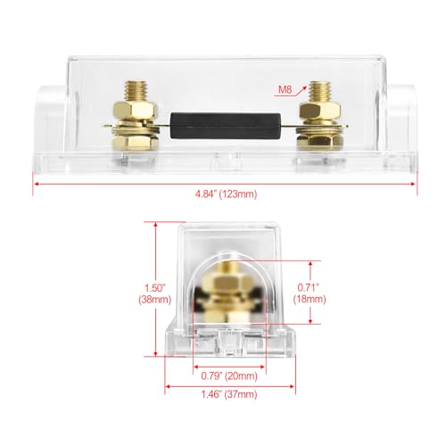 Heschen Car Fuse Wire ANL-50A, Gold, 1pc, Fuse Holder with Re-Fuse, Car Motorcycle Audio Subwoofer Supplies