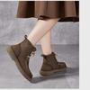 Johnature Retro Women's Ankle Boots Thick Soled Genuine Leather Lace Up Handmade Cowhide Short Boots