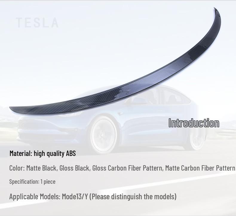 High Performance Rear Spoiler for Tesla Model 3/Y - Carbon Fiber Texture, Original Style, P Version by Ya Qi Accessories