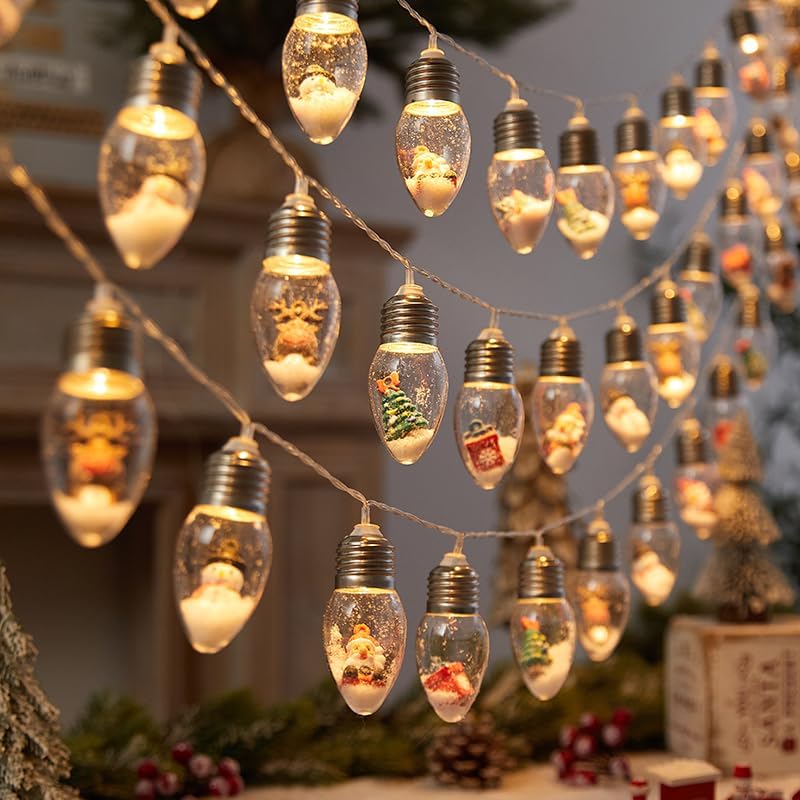 Christmas Decoration String Lights,Snow Globe Lights Battery Powered