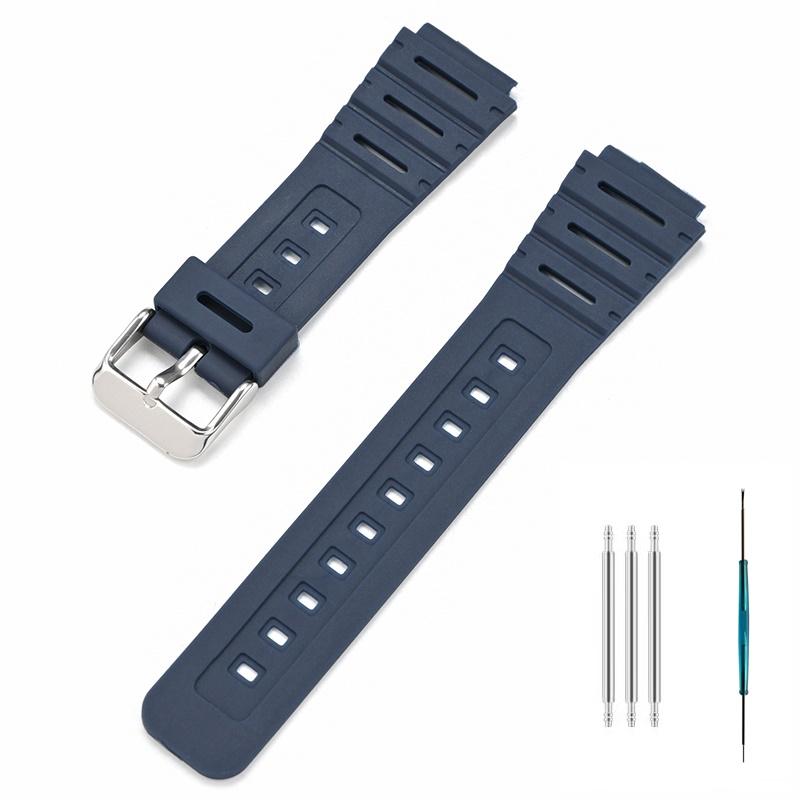

For Casio Watch CA-53W CA-61W FT-100W W-520U Watchband Resin Strap Convex Waterproof Bracelet Men Wristband With Tool Accessory 18mm