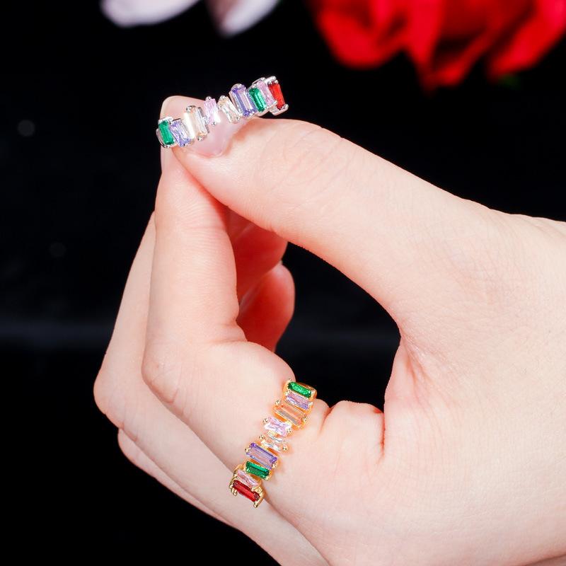 J0107 Rainbow Series Colorful Ladder Square Zir*****Pen Ring