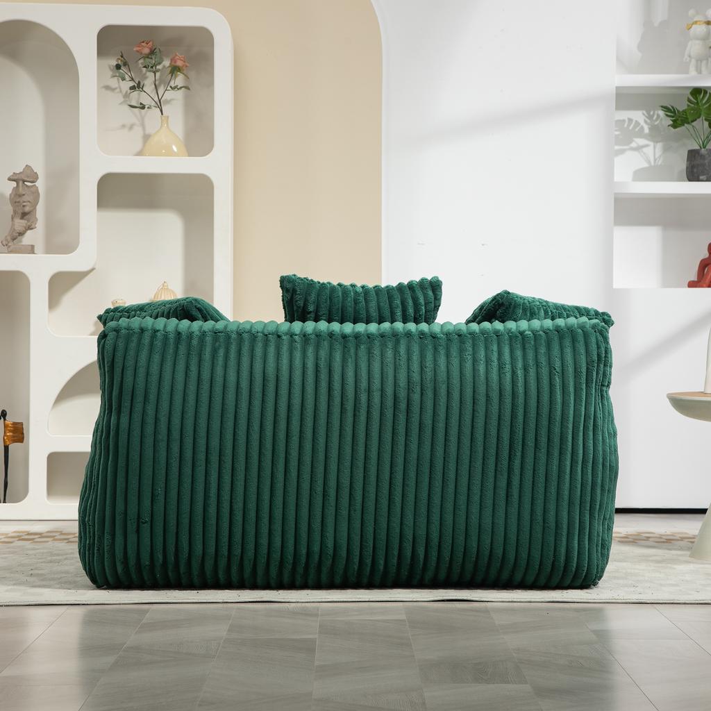 Modern Corduroy Sleeper Sofa Cloud Couch with 3 Soft Cushions, Comfortable Single-seat Floor Sofa for Living Room Apartment office(Emerald)