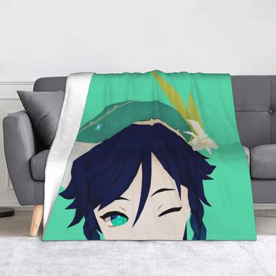 Peek-a-boo Venti Genshin Impact Blanket Fleece Autumn Game Breathable Warm Throw Blankets for Sofa Bedroom Plush Thin Quilt