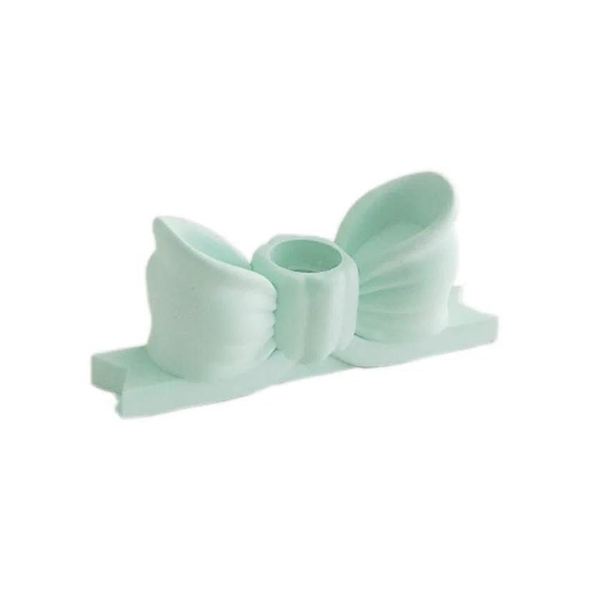 Ins Style Long Candle Candlestick Bow Shaped Mini Candle Stands Creative Bow Candle Holder