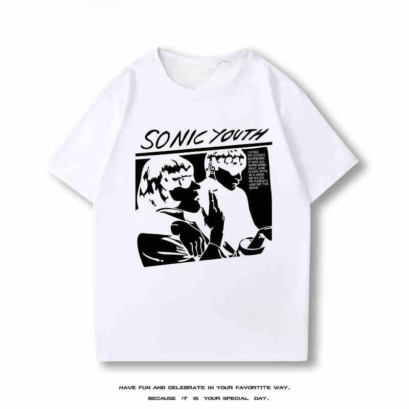 2025 Ny Sonic Youth Kortärmad T-shirt Herr- och Dam Bomull Vår och Sommar Ny Rockbandstopp Halv Ärm Streetwear