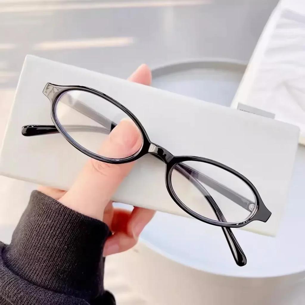New Women'S Retro Oval Glasses Girls Red Green Frame Glass Eyewear Decorative Computer Anti-Blue Eyeglasses Seaside Driving