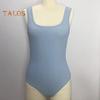 Women Summer Bodysuit Square Neck Sleeveless Skinny Elastic with Crotch Button Closure Tight Waist Backless Solid Color Soft Breathable Lady Sexy